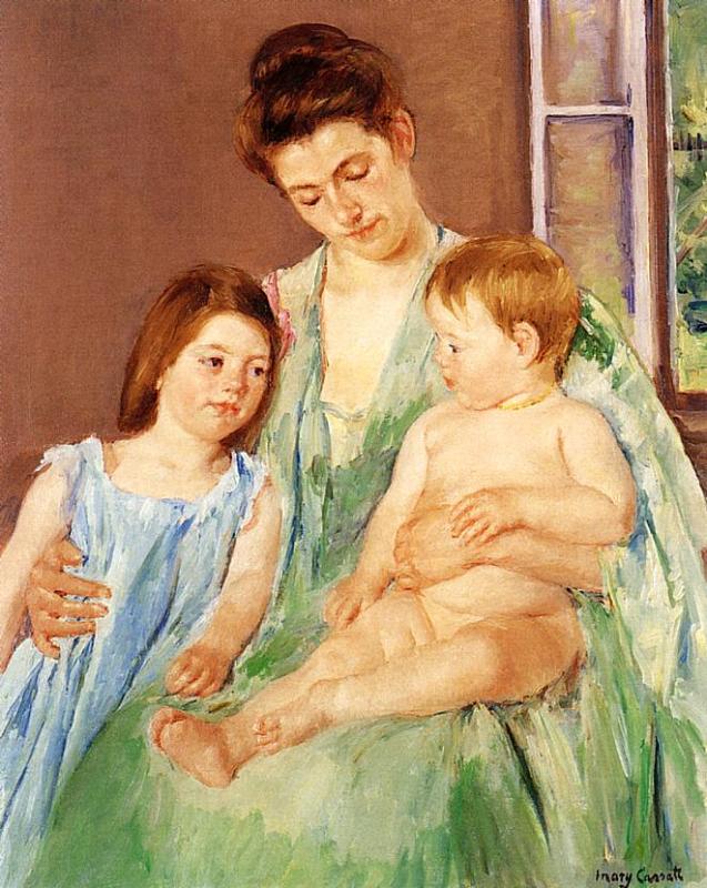 Young Mother and Two Children - Mary Cassatt Painting on Canvas